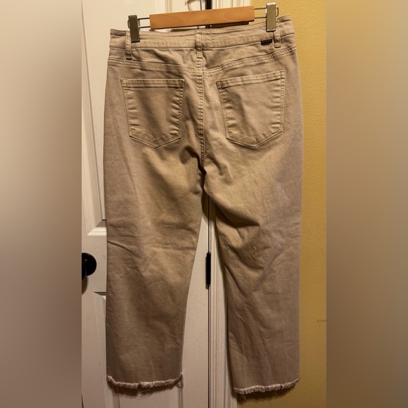 Risen Jeans High Rise Distressed Straight Leg Sand Khaki Color Sz 11 Waist 30 - Picture 10 of 16